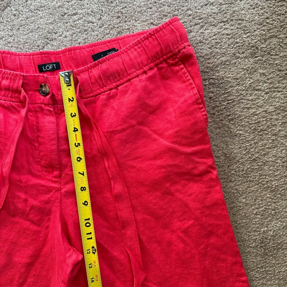 Loft Pants Womens Large 38x29 Marisa 100% Linen Pink Wide Leg Ann Taylor - Picture 8 of 13